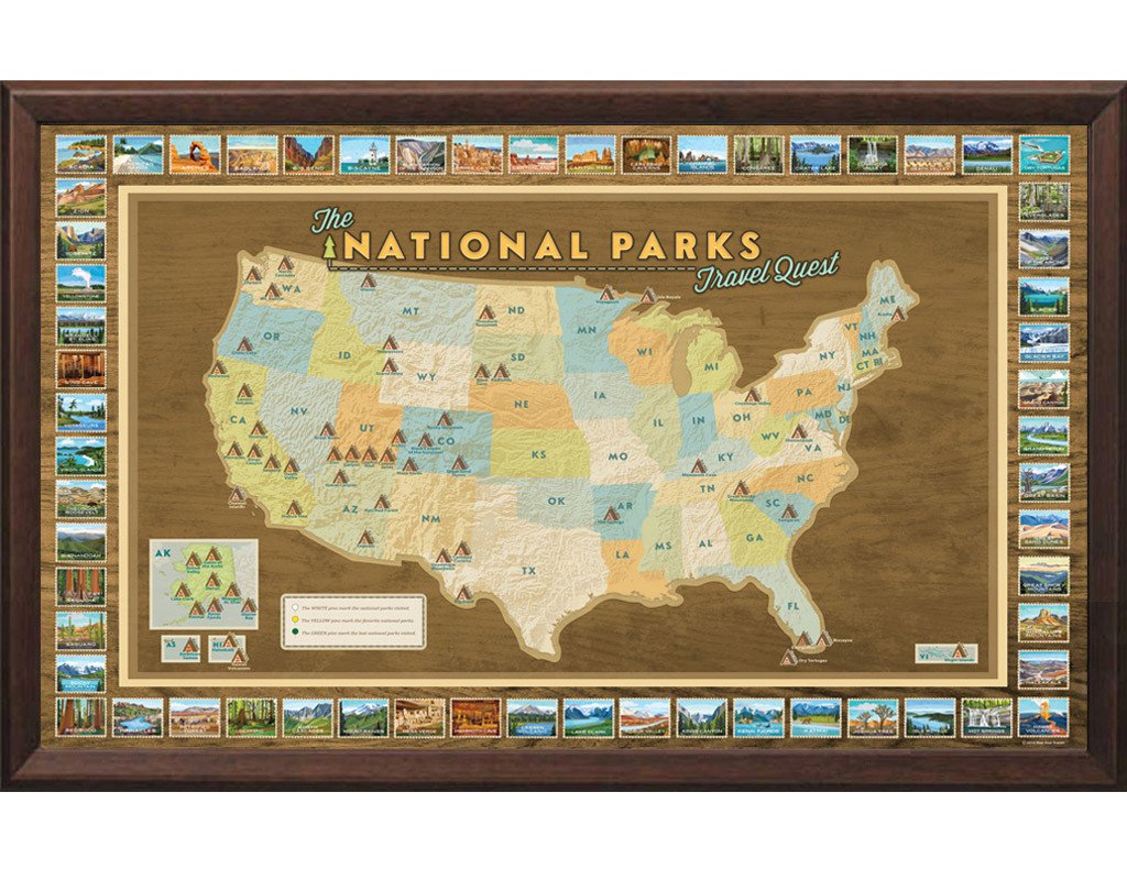 National Parks Travel Map - Framed - ships directly from maker – MN ...